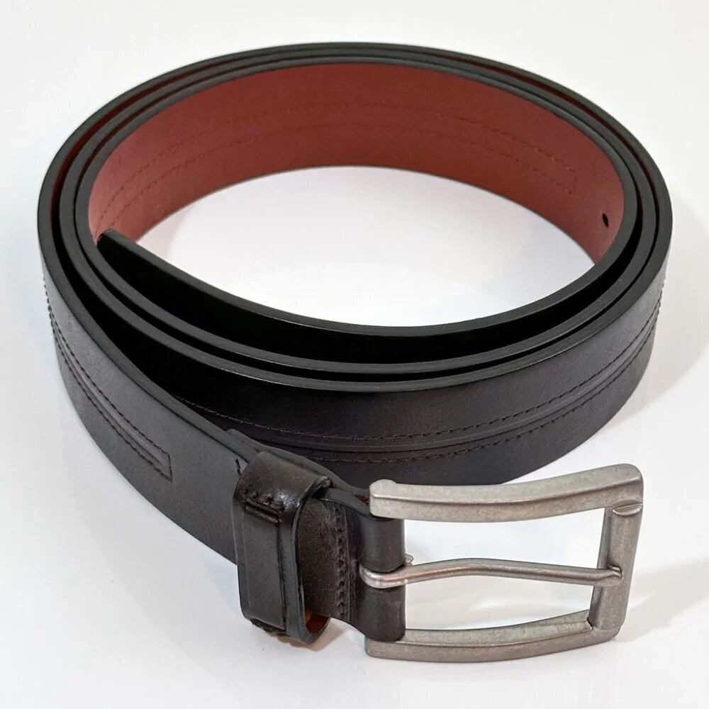 Classic Brown Leather Belt, 1.5 in Wide, 54-58 in Waist.